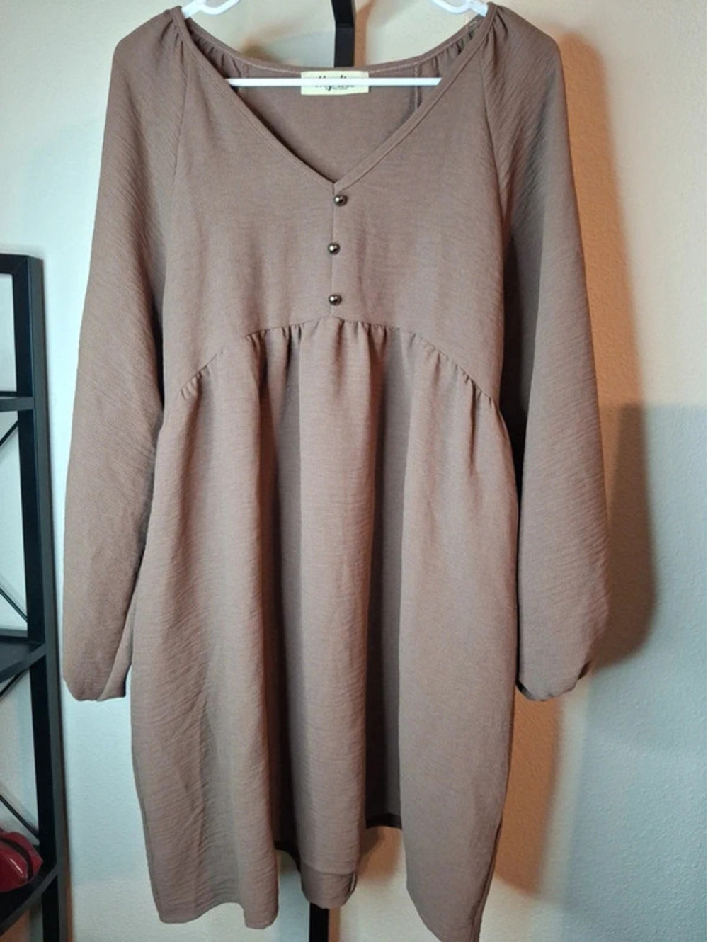 Haptics long-sleeve taupe dress size S